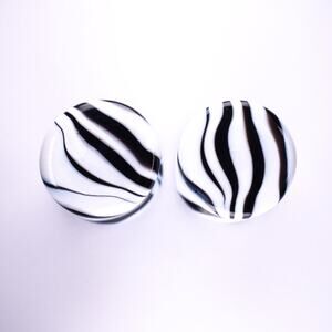 GLASSWEAR STUDIOS Borostone Zebra Black and White 1/2" 13mm Double Flared Plugs
